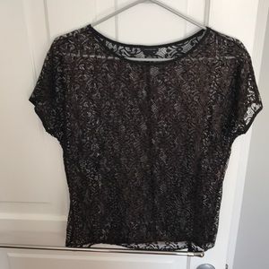 Metallic lace top